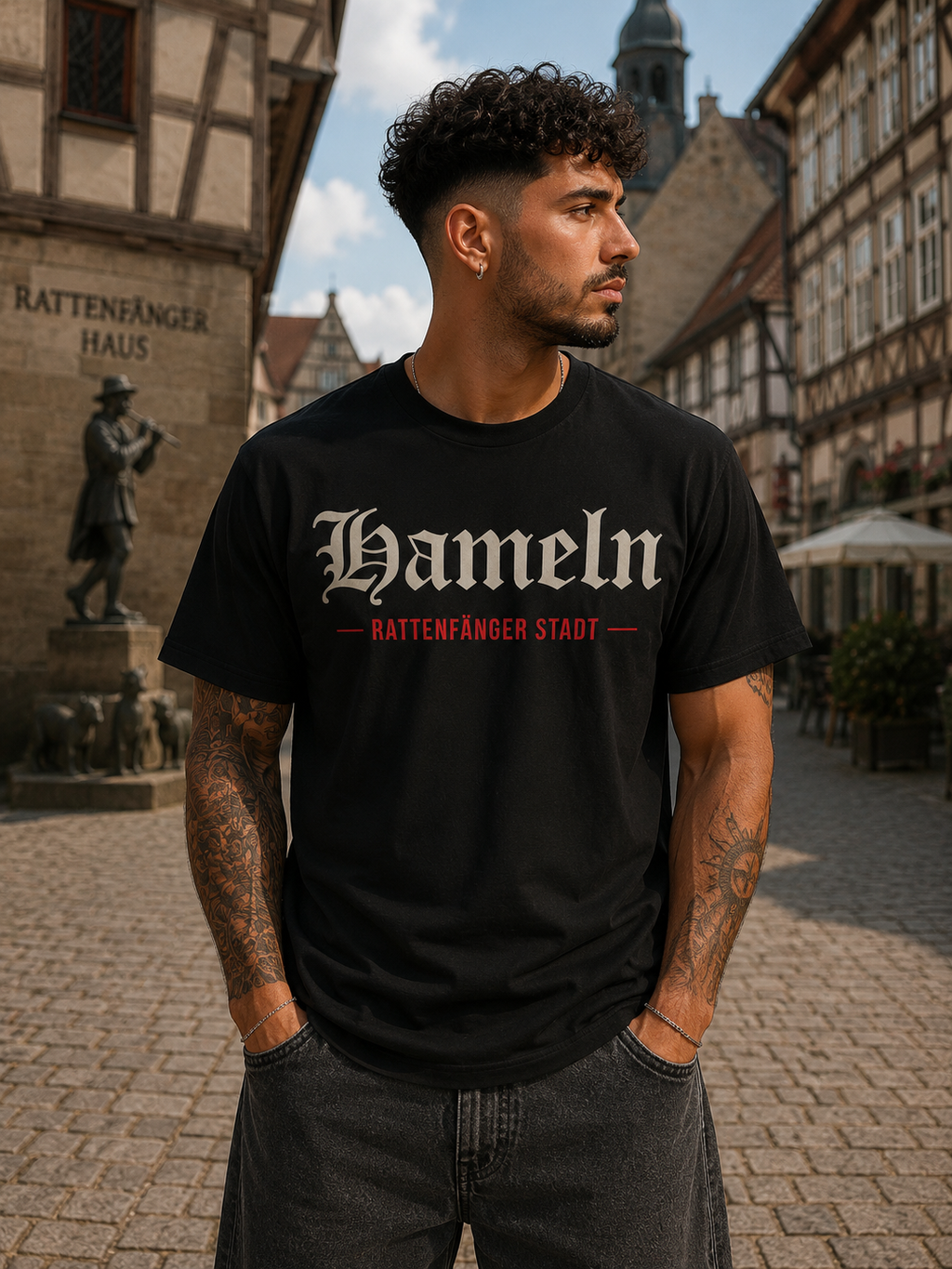 Hameln Rattenfänger Stadt Premium Streetwear T-Shirt