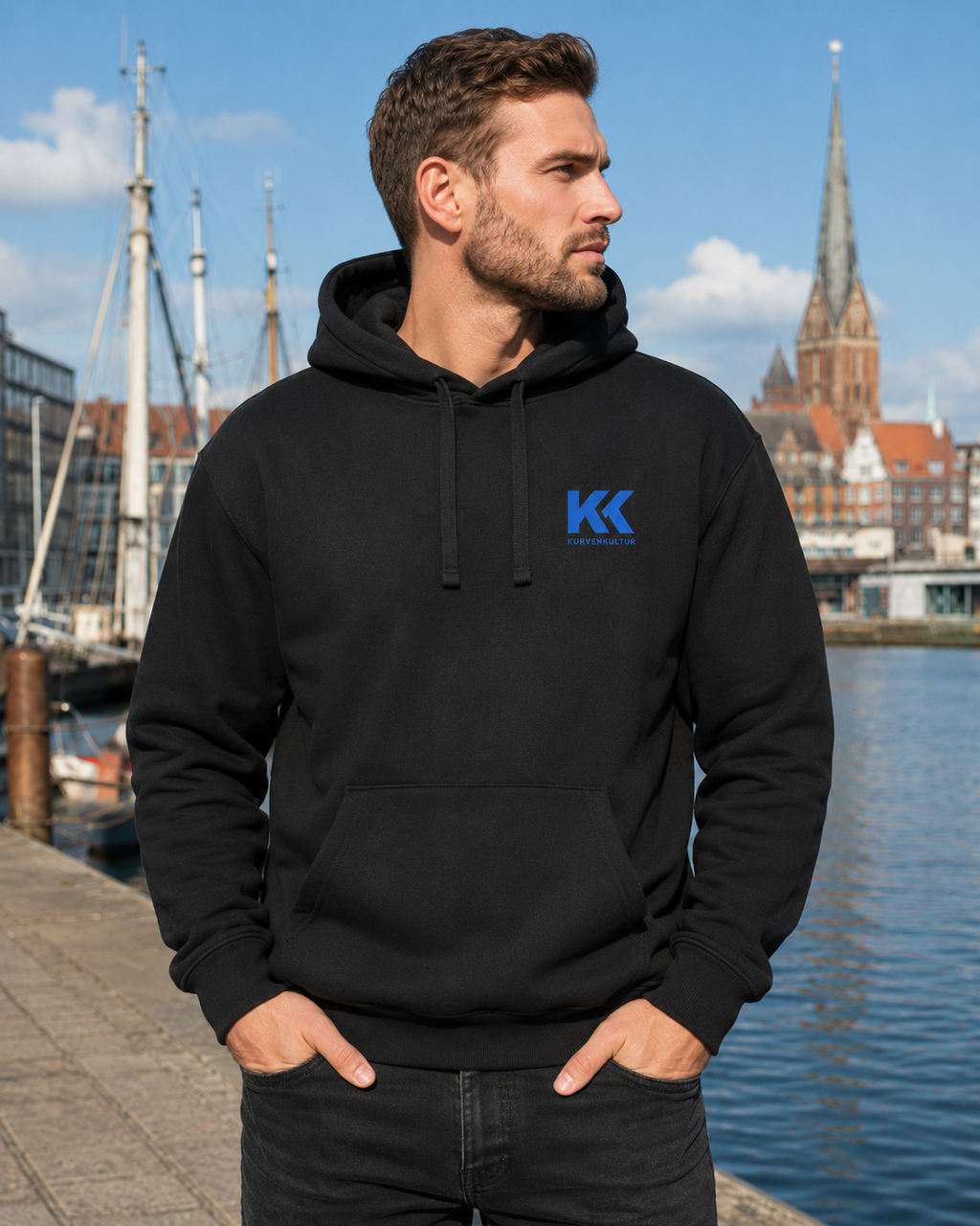 Rostock Keep Your Head Up, Wind From the Front Premium Streetwear Hoodie