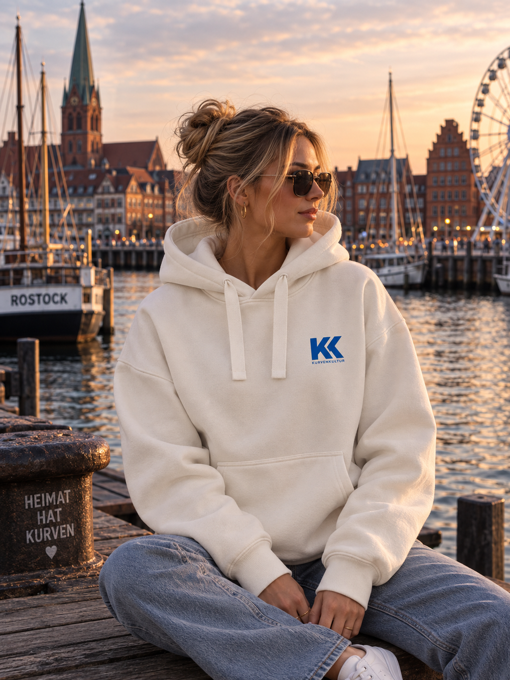 Rostock Keep Your Head Up, Wind From the Front Premium Streetwear Hoodie