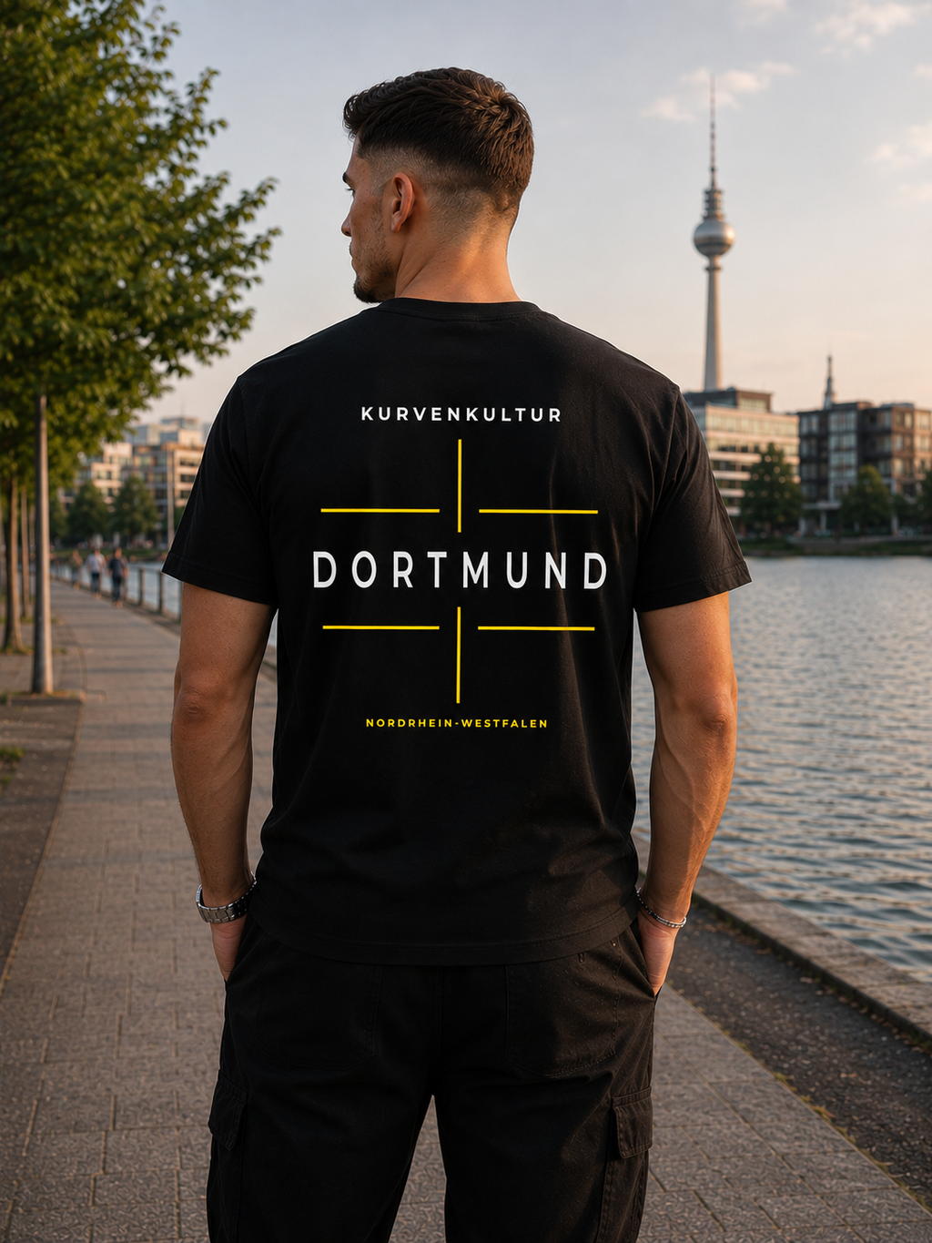 Dortmund Modernes Fadenkreuz-Design Premium Streetwear T-Shirt
